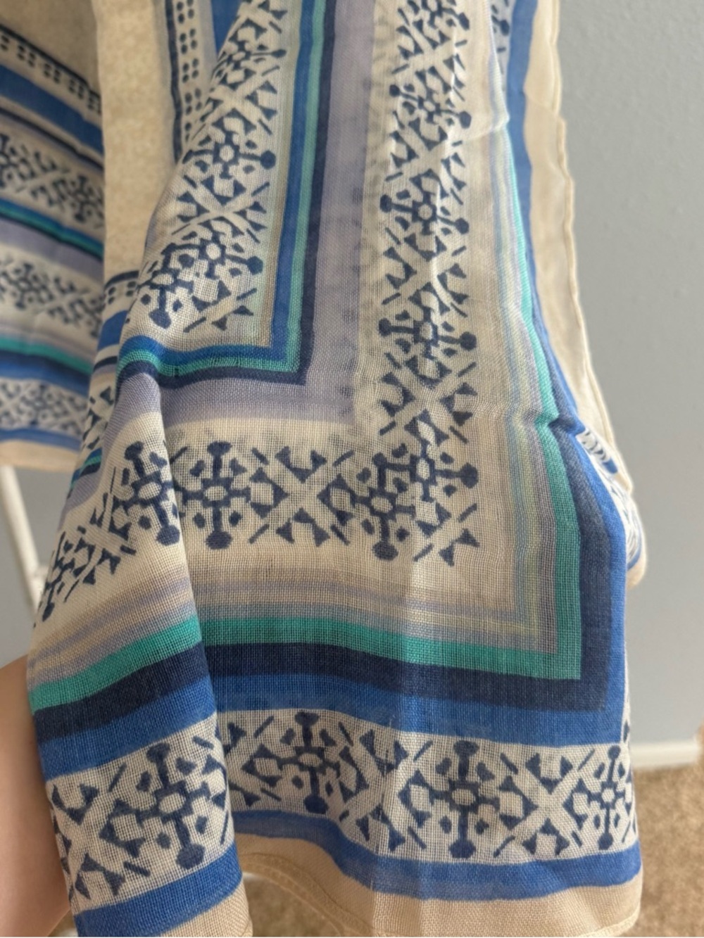 Blue Patterned Scarf - Picture 2 of 3